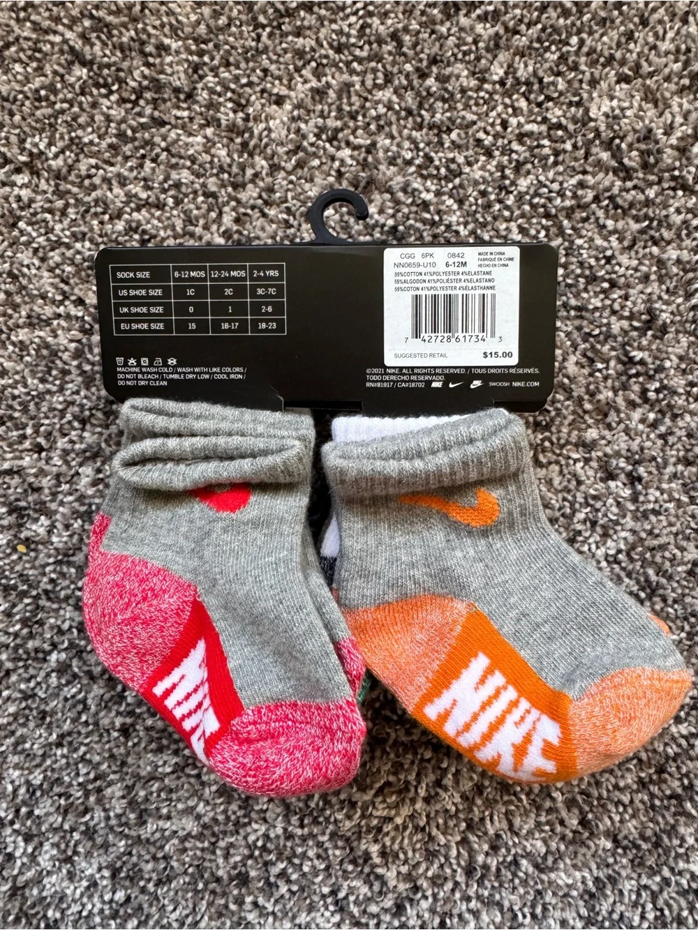Nike New Baby Ankle Socks 6 Pair